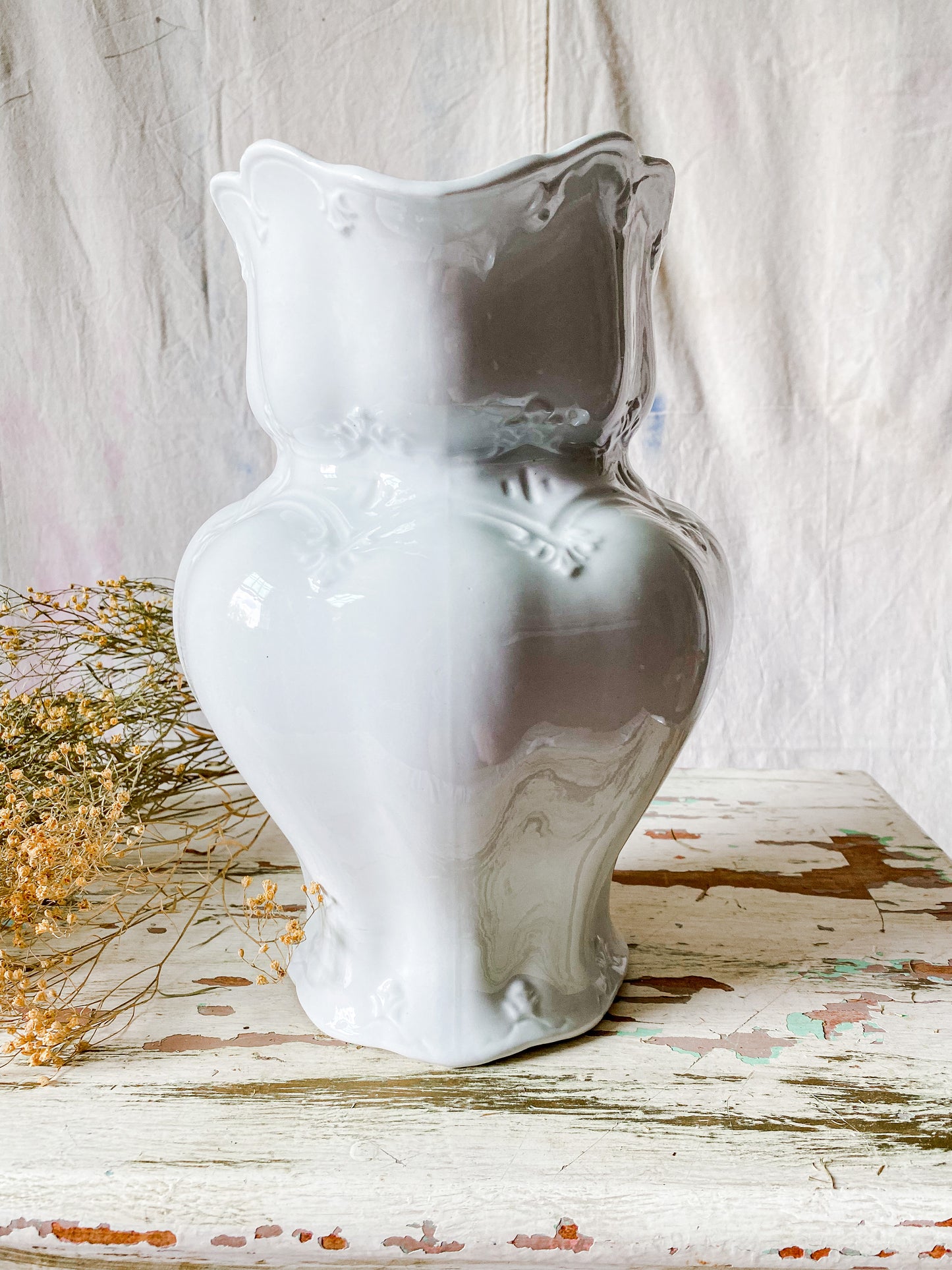 Antique Meakin Pitcher & Wash Basin Set | English Ironstone Large Vase | Modern Farmhouse