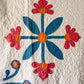 Vintage Meadow Daisy Applique Quilt in Blue, Pink and Green, c1930