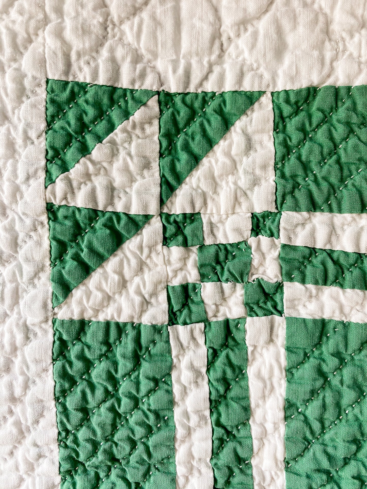 Vintage Green and White Goose in the Pond Quilt