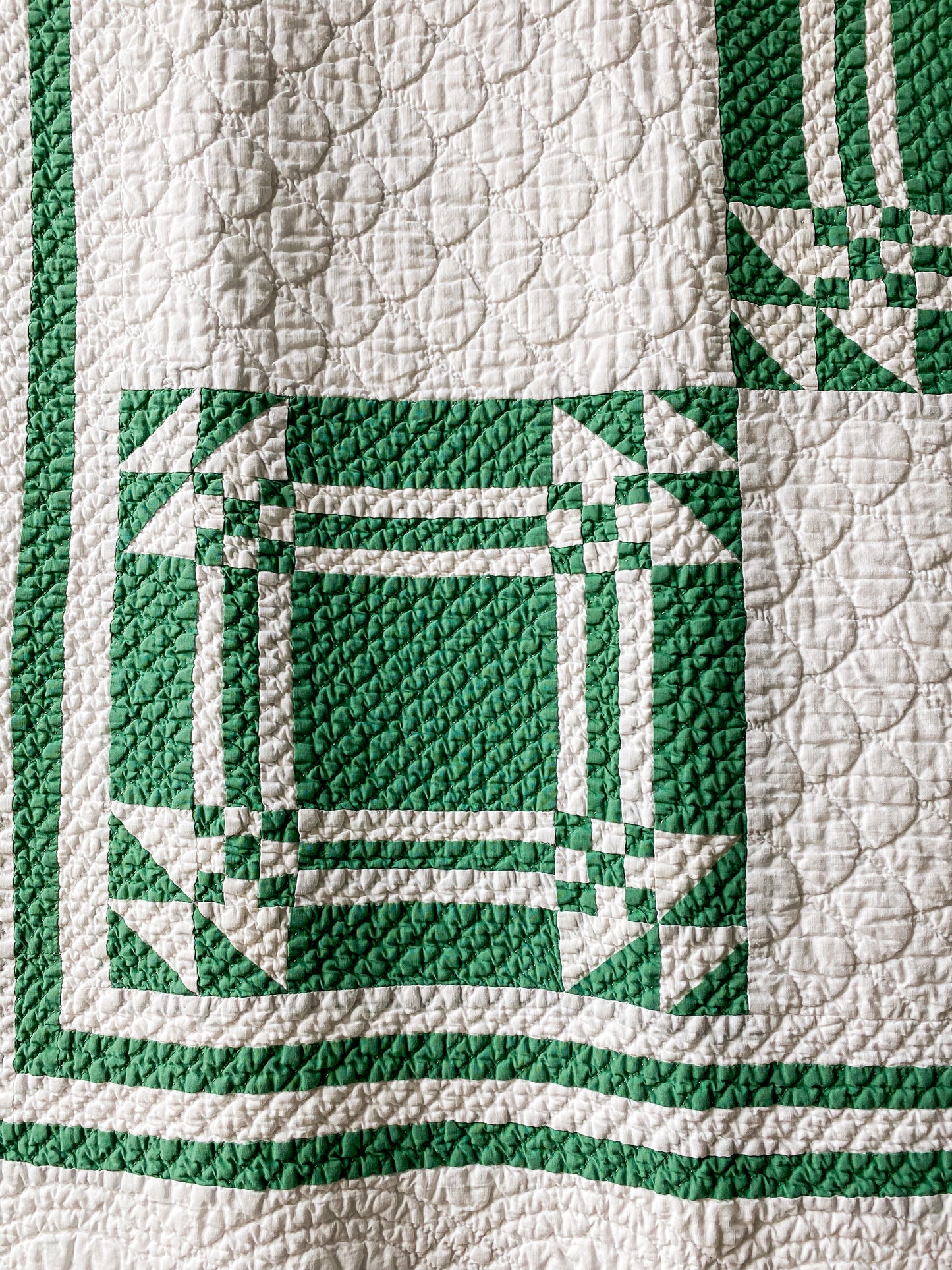 Vintage Green and White Goose in the Pond Quilt