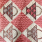 Antique Pink and Brown Basket Quilt with Fussy Cut Binding, c1880