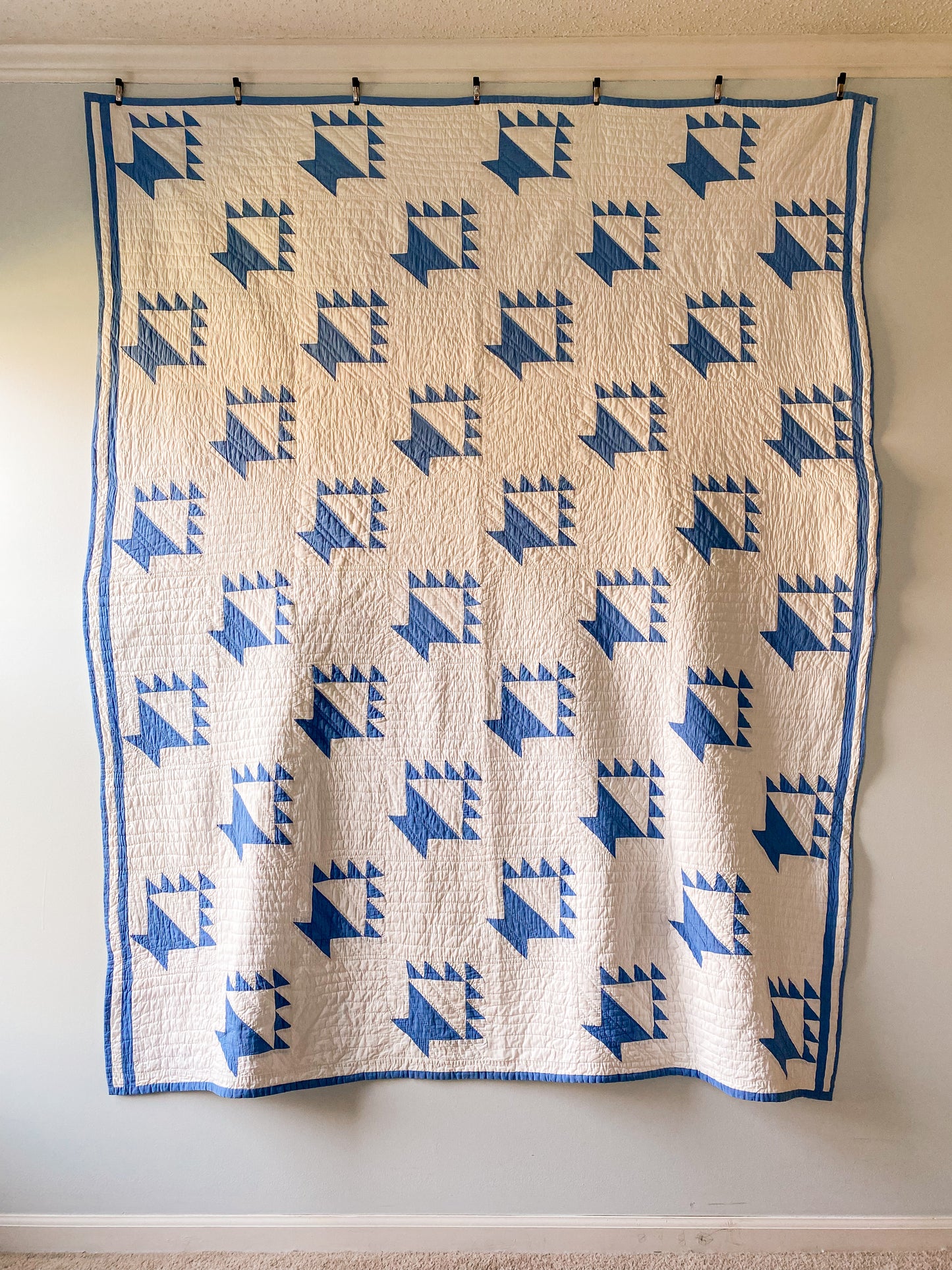 Vintage Blue and White Basket Quilt, c1930