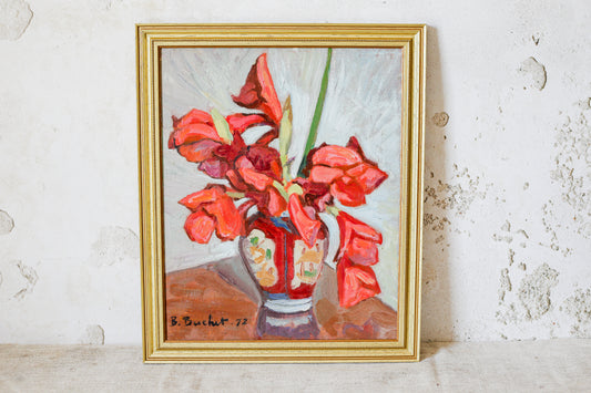Vintage French Floral Still Life By Boris Buchet '72
