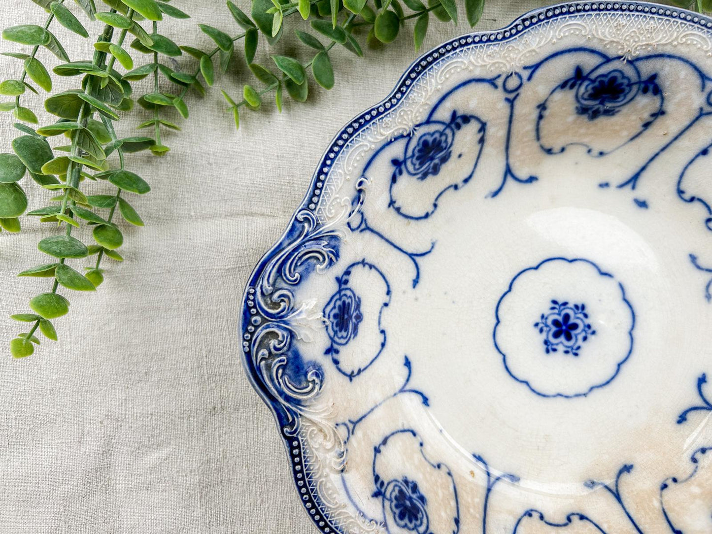 Antique Flow Blue Beaufort by Grindley Ironstone Serving Bowl