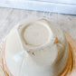 Antique Stoneware 7.75" Crock Dough Bowl, Primitive Beige Mixing Bowl with Etched Lines