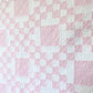 Vintage Pair of Matching Pink and White Double Irish Chain Twin Quilts, 81" x 58"