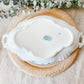 Antique Ironstone Soup Tureen with Lid, Teal Blue Transferware - Boquet by Malloy-Taylor, Rare Pattern, c1900