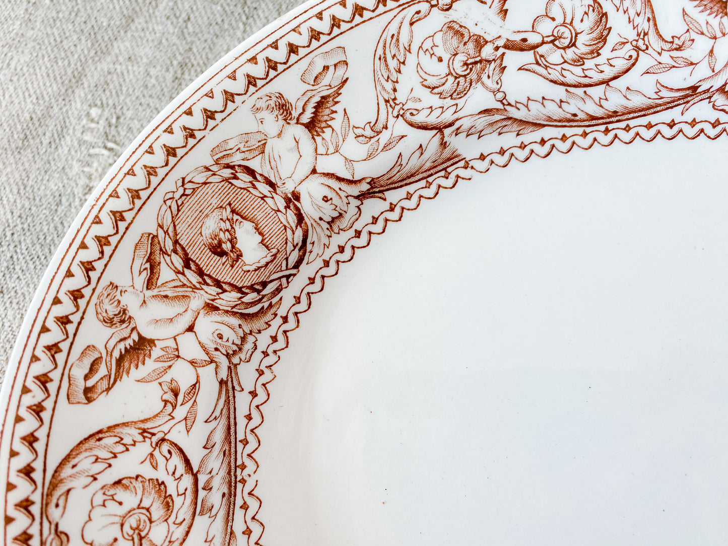 Antique Brown Transferware Ironstone Platter, Italian by Bodley & Sons, c1880s Rare Italianate Pattern