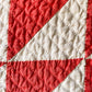 Vintage Red and White Tents of Armageddon Triangle Pattern 1930s Quilt, 82" x 72"