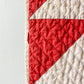 Vintage Red and White Tents of Armageddon Triangle Pattern 1930s Quilt, 82" x 72"