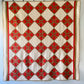 Antique Red and Tan New Four Patch c1880s Quilt, 78" x 75"