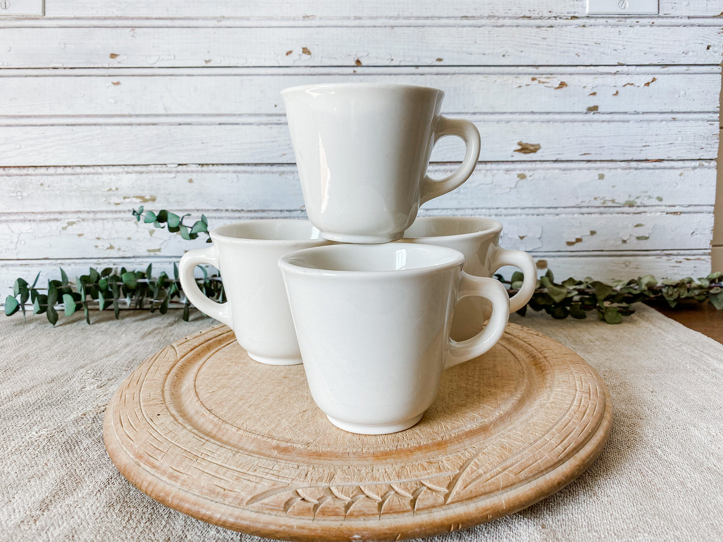 Set of 6 Pottery Espresso Cups in White