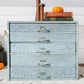 Vintage Chippy Aqua Blue Cabinet with 5 Drawers | Distressed Farmhouse Storage
