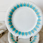 Vintage Set of 6 Wallace China 1940s Ironstone Plates | Blue Green Retro Restaurant Ware