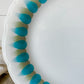 Vintage Set of 6 Wallace China 1940s Ironstone Plates | Blue Green Retro Restaurant Ware