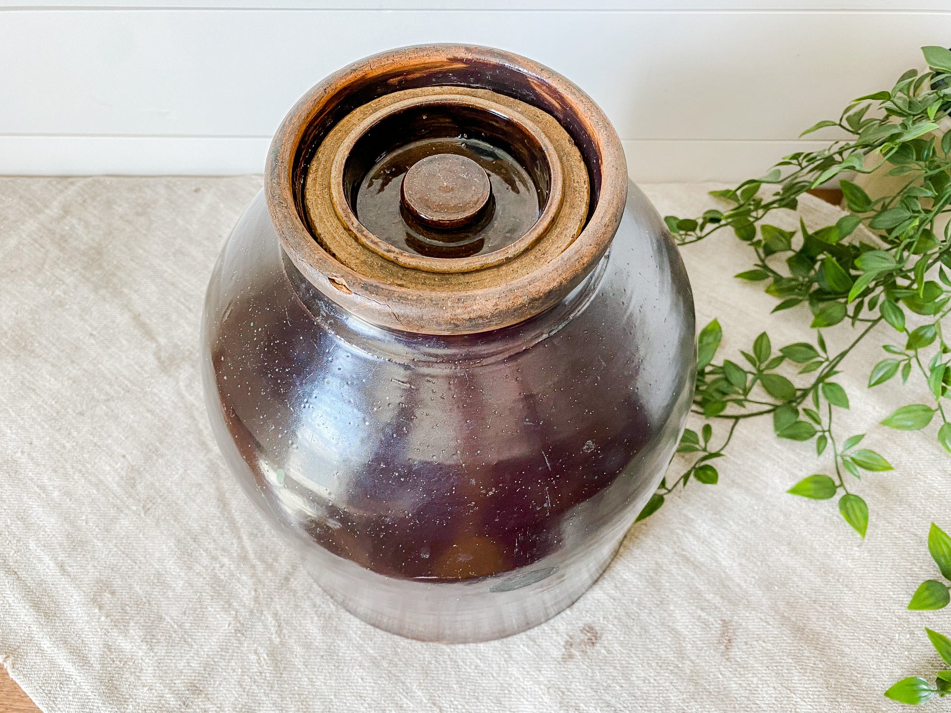Rustic Fermenting Crock - Brown 3L or 4L with Weights - Stone