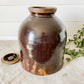 Antique Large 11" Brown Beehive Stoneware Fermentation Crock with Lid | Rustic Farmhouse Decor