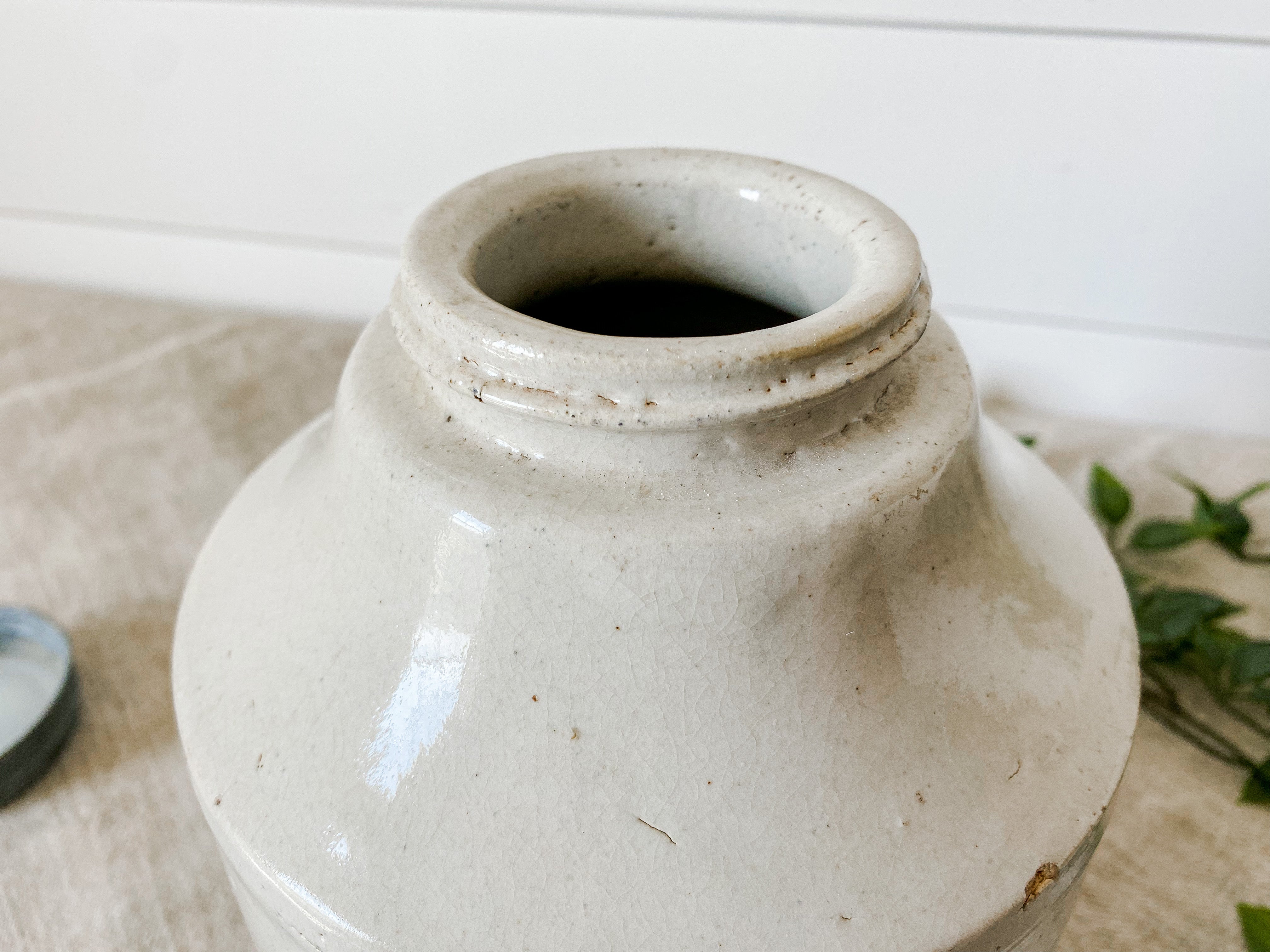 Antique Macomb Pottery Canning Jar offers Crock stoneware Zinc lid milkglass