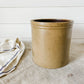 Primitive Mustard Brown Salt Glazed Crock | Rustic Farmhouse Kitchen | Antique Stoneware Jar