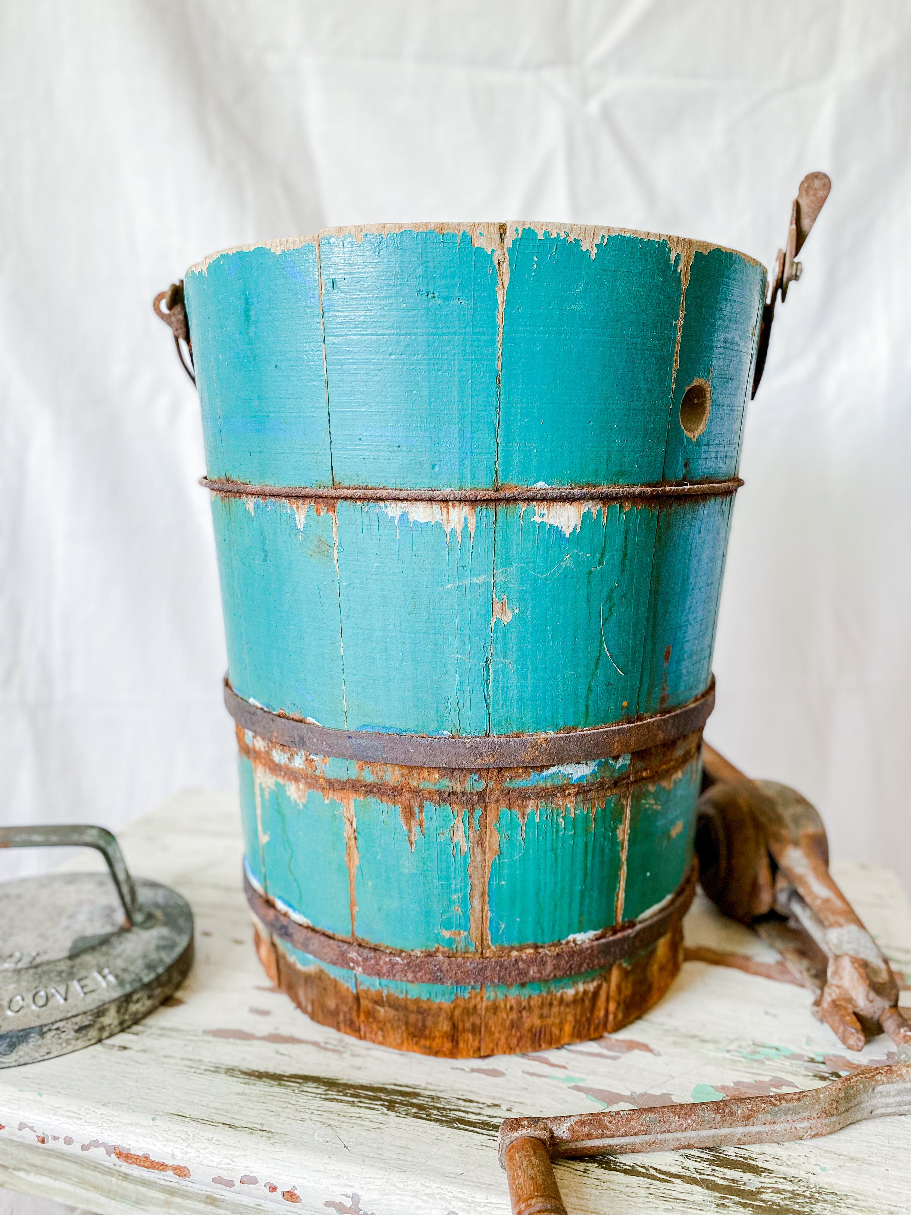 Vintage primitive store ice cream bucket