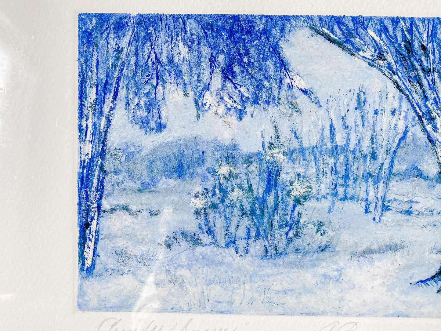 'Powdered Snow' by Shirley Davis Coleman, Blue Colored Etching Artist's Proof, 1984
