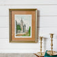 Vintage Framed Colored Etching of Urban Landscape Architecture