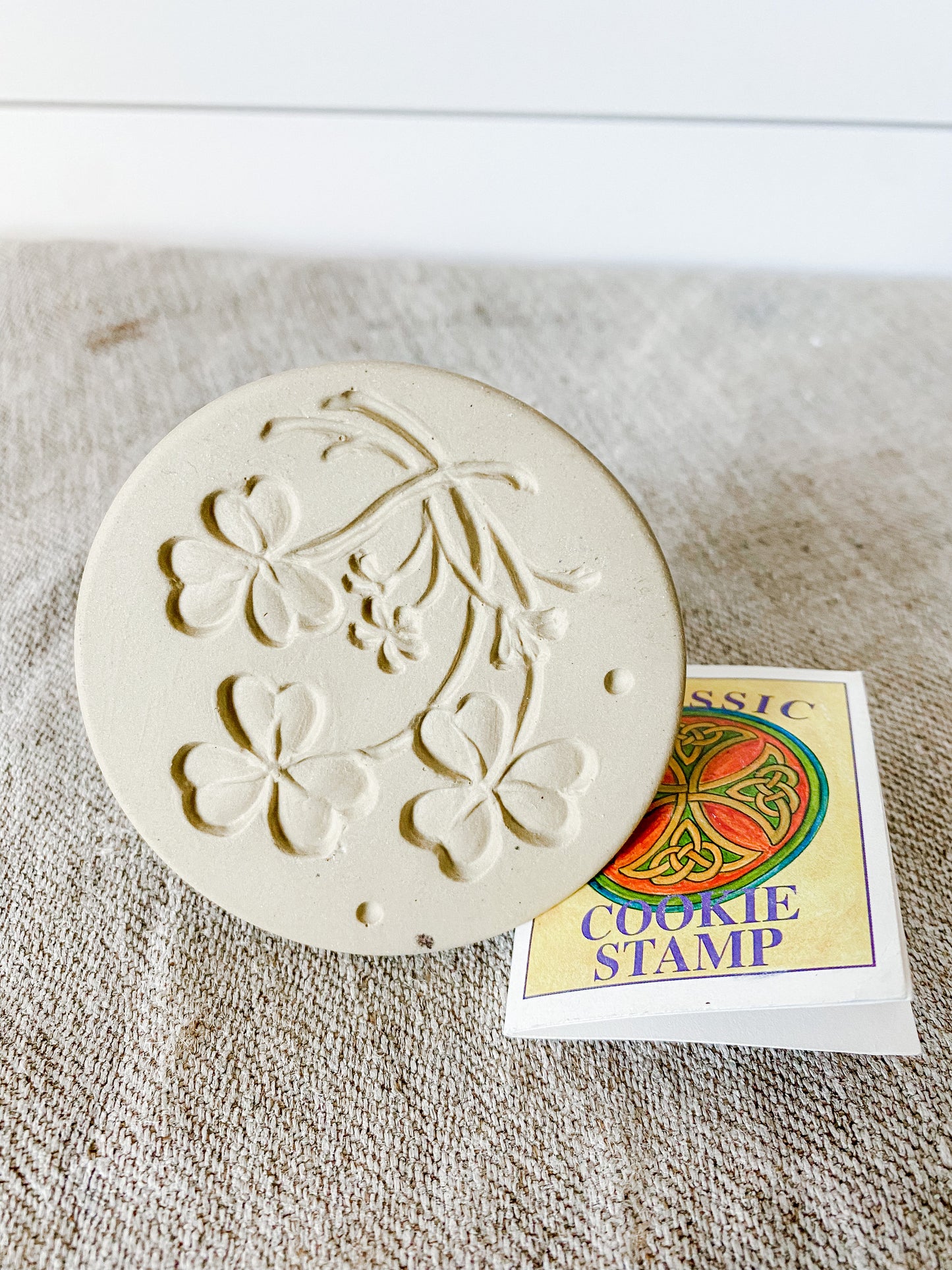 Brown Bag Designs Classic Cookie Stamp Shamrocks, British Isles Series, Celtic Irish Stoneware Cookie Press