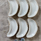 Vintage Set of Six Ironstone Bone Dishes by Eppco, White with Gold Gilt Edging