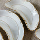 Vintage Set of Six Ironstone Bone Dishes by Eppco, White with Gold Gilt Edging