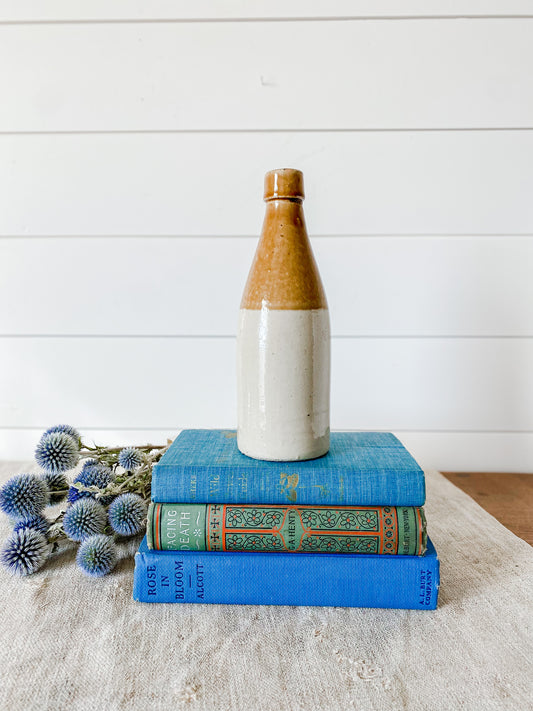 Antique Barrowfield Pottery Stoneware Beer Bottle, Two Tone Crock, English Farmhouse Decor