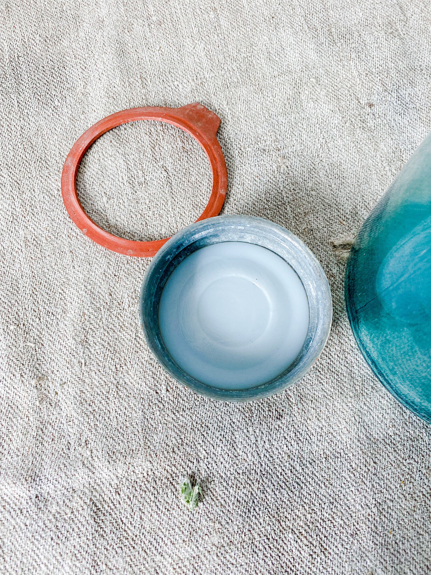 Vintage Aqua Blue Half Gallon Canning Jar with Zinc Lid - Ball Perfect Mason Jar 1923-1933