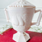Vintage Jeanette Pink Milk Glass Baltimore Pear Footed Sugar Bowl with Lid