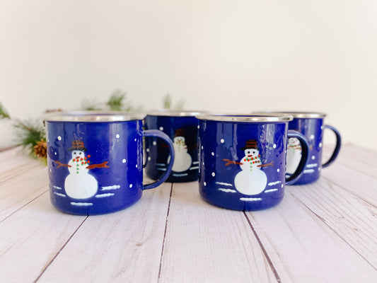 Set of 4 Enamel Christmas Coffee Mugs by Denise S. Harvey Design, Golden Rabbit II