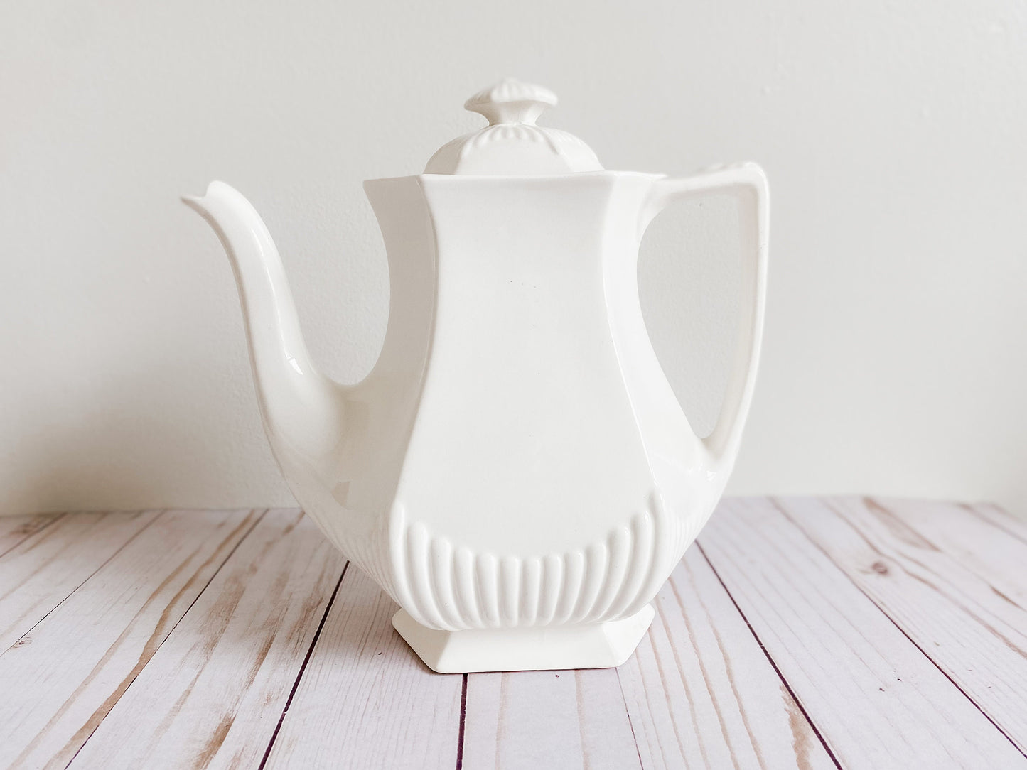 Vintage White Ironstone Coffeepot by Wm. Adams & Sons