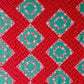 Vintage Red and Green Crow's Nest Pattern Cotton Quilt Top - 95" x 73"