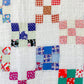 Vintage Multicolored Nine Patch Cotton Twin Quilt with Sugar Sack Fabrics, c1940 - 87" x 64"