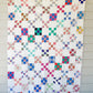 Vintage Multicolored Nine Patch Cotton Twin Quilt with Sugar Sack Fabrics, c1940 - 87" x 64"