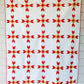 Vintage Red and Yellow Rosebud Turkey Track Variation Twin Quilt, 66" x 81"