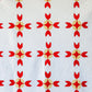 Vintage Red and Yellow Rosebud Turkey Track Variation Twin Quilt, 66" x 81"