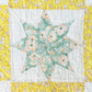 Vintage Yellow and Blue Eight Point Star Quilt, c1950s, 79" x 76"